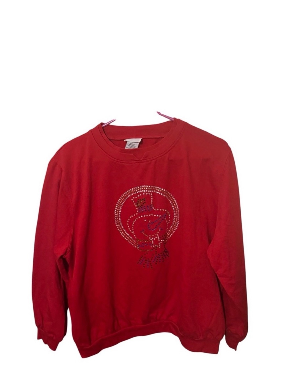 Vintage BonWorth Red Rhinestone Snowman Sweatshirt Medium Petite